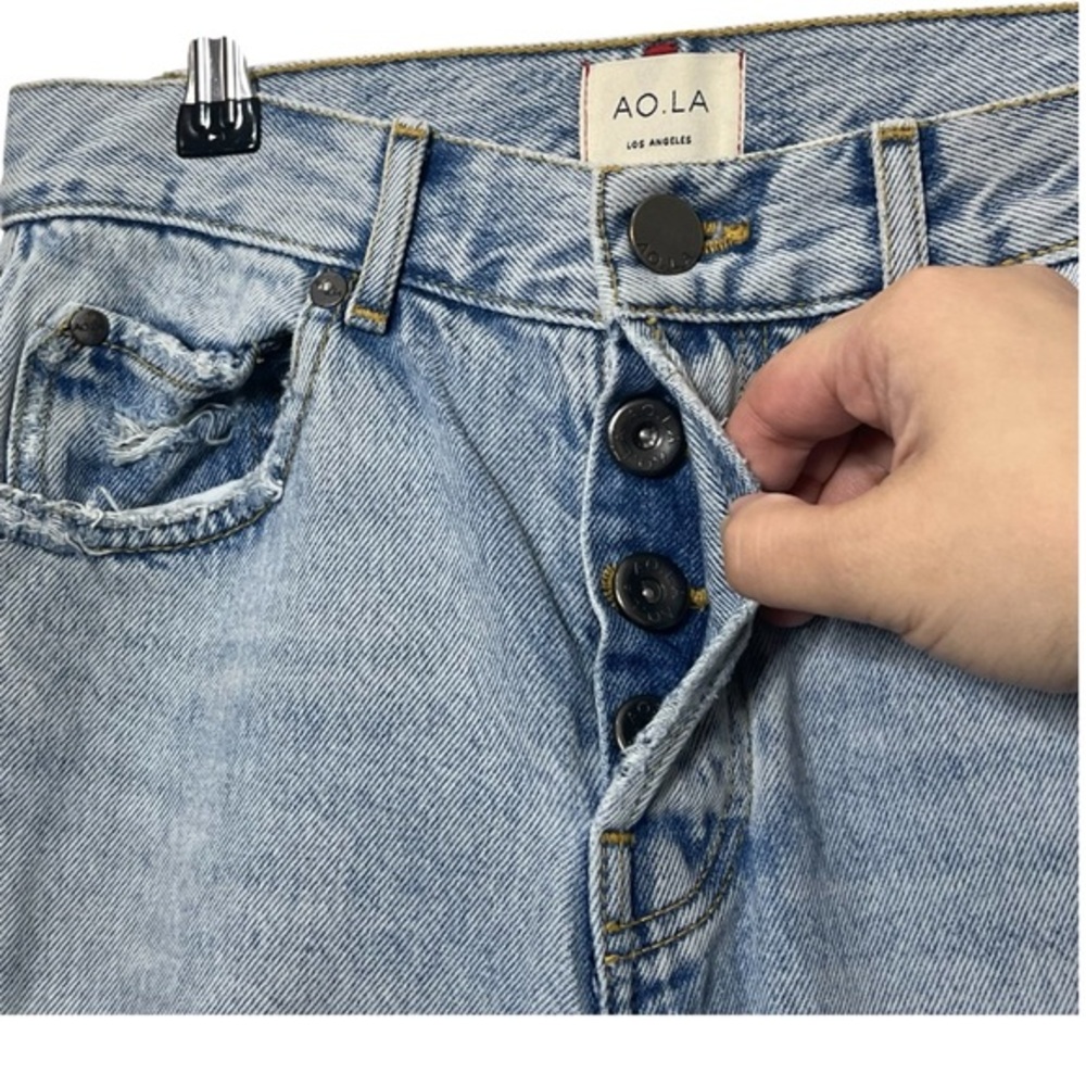 AO.LA by Alice and Olivia Jeans 25 Light Indigo Distressed Split‎ Hem Denim - Picture 6 of 14